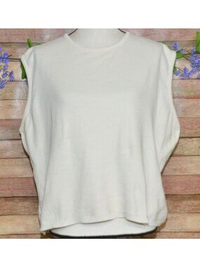 Gloria Vanderbilt Vtg 80's Cotton Sweater Vest Plus Size 3X Boxy Preppy Coastal